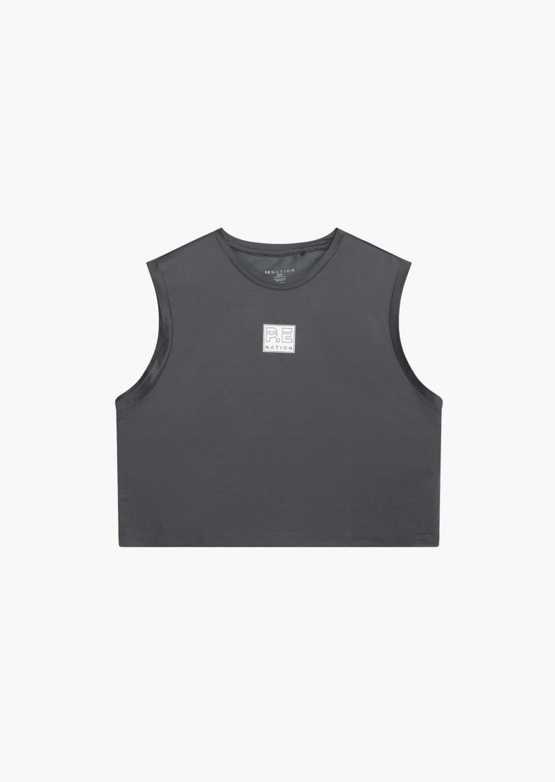 P.E Nation Arrowhead Air Form Cropped Tank Dark Shadow | ZLJGOYK-36