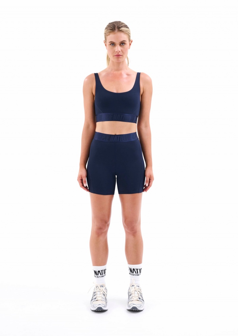P.E Nation Backcheck Sports Bra Dark Navy | QALBFTE-36