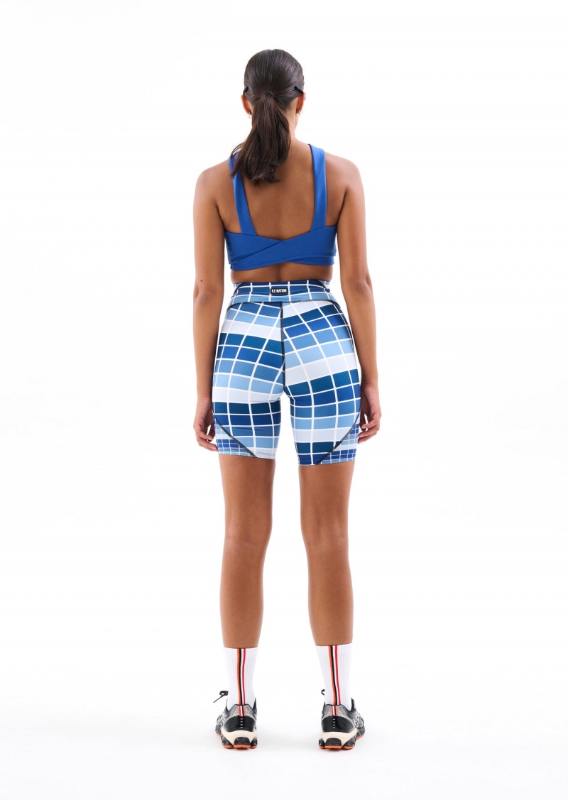 P.E Nation Baserunner Bike Short Blue Fade Digital Print | HSAJCKQ-38