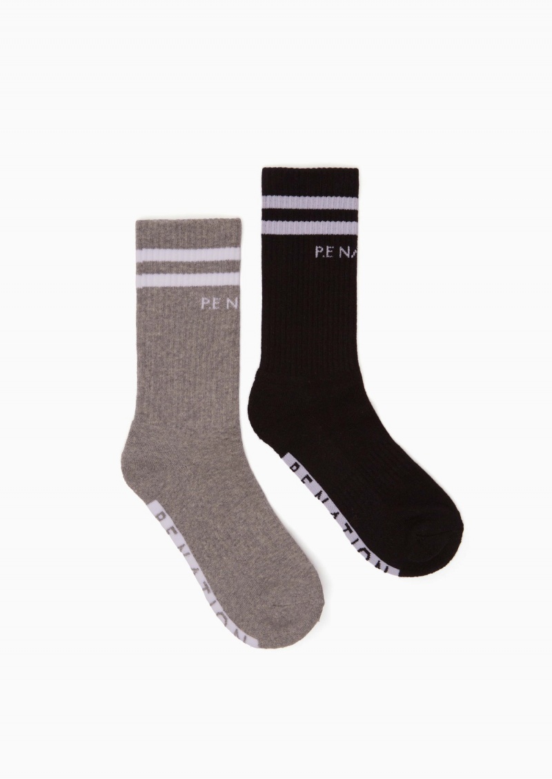 P.E Nation Marathon Crew Sock Black / Grey | BMLDHGV-19