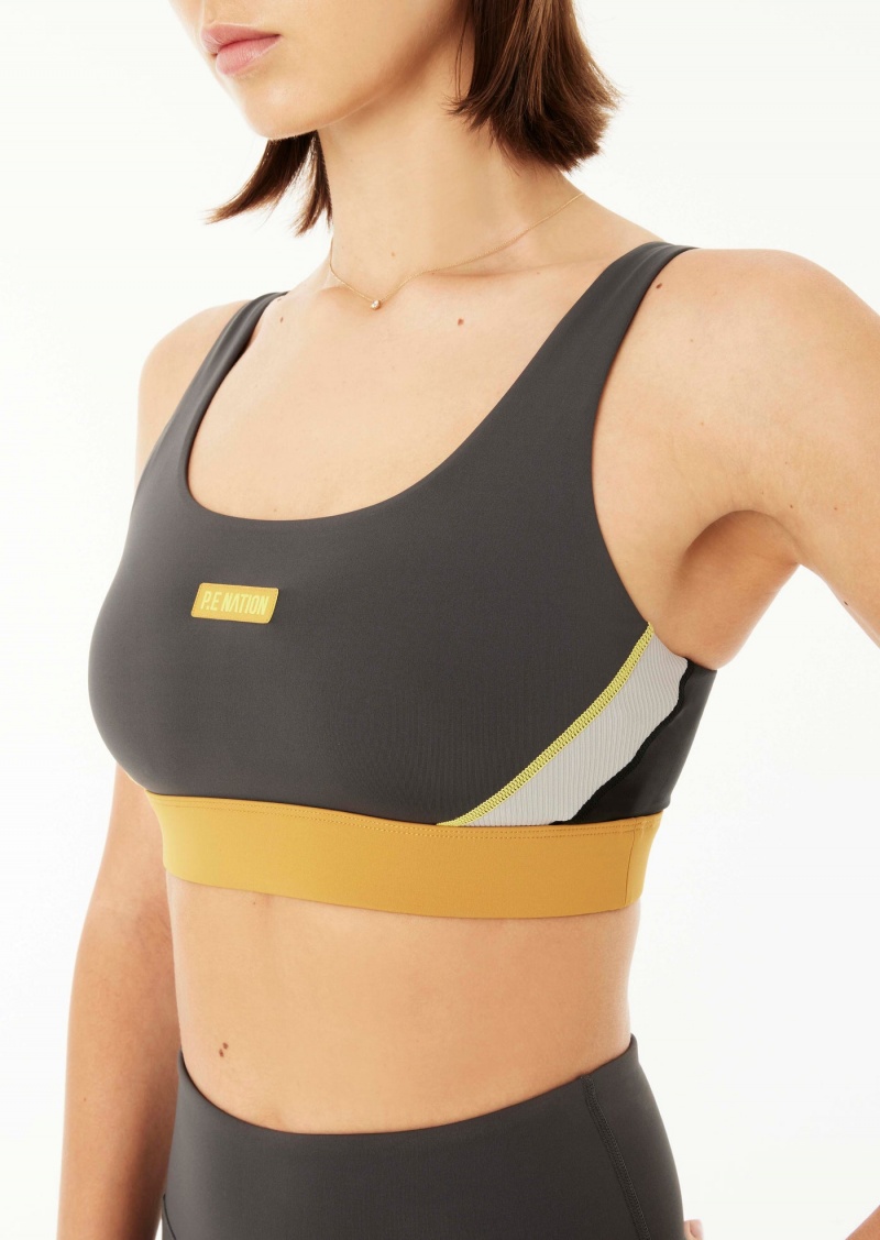 P.E Nation Riochet Sports Bra Dark Shadow | YCWEVPB-46
