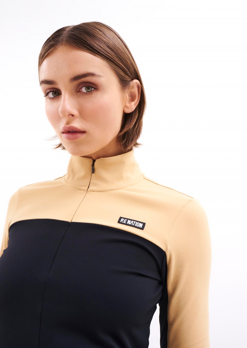 P.E Nation Slalom Blocked Long Sleeve Top Black | PAMREVQ-07